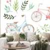 Naklejka: Hand drawn watercolor illustration - romantic bike with floral