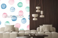 Naklejka: Hand painted polka dot pattern. abstract watercolor texture shapes