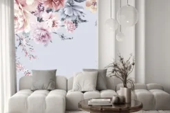 Naklejka: Hand rose peony flower bird paisley stripe