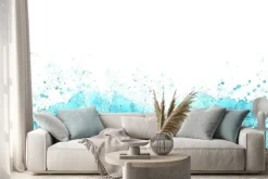 Naklejka: Hand-drawn watercolor border with blue background and mandala