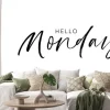 Naklejka: Hello monday phrase. vector hand drawn brush style modern calligraphy.