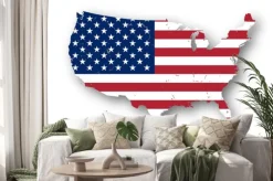 Naklejka: High resolution map of the usa with american flag. you can easily