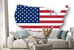 Naklejka: High resolution map of the usa with american flag. you can easily