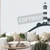 Naklejka: Hillside black striped lighthouse vector illustration