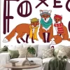 Naklejka: Hipster fox zabawy znak karty plakat zwierząt.