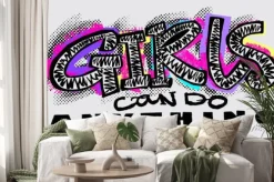 Naklejka: Hipster funky t-shirt motywacja dziewczyn w miejskim stylu graffiti.