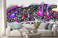 Naklejka: Hipster funky t-shirt motywacja dziewczyn w miejskim stylu graffiti.