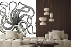 Naklejka: Historyczna rycina z ośmiornicą