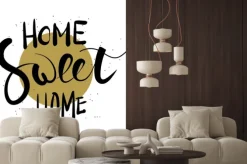 Naklejka: Home sweet home ręcznie drukiem.