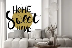 Naklejka: Home sweet home ręcznie drukiem.