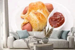 Naklejka: Homemade świeże kiełbaski w cieście