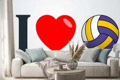 Naklejka: Icono plano kocham voleibol kolor en fondo degradado