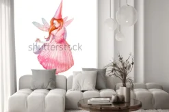 Naklejka: Ilustracja akwarela wróżki. ręcznie malowane postać z bajki na