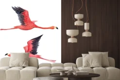 Naklejka: Ilustracja akwarela flamingo