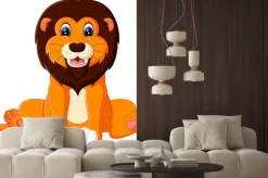 Naklejka: Ilustracja cute baby lwa kreskówki