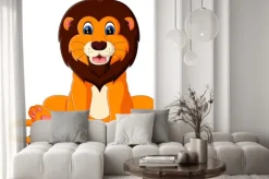 Naklejka: Ilustracja cute baby lwa kreskówki