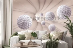 Naklejka: Ilustracja 3d crystal ball wzór na dekoracyjnej tle 3d tapety.