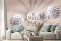 Naklejka: Ilustracja 3d crystal ball wzór na dekoracyjnej tle 3d tapety.