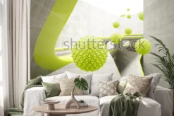 Naklejka: Ilustracja 3d zielony crystal ball wzór na tle tapety dekoracyjne