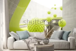 Naklejka: Ilustracja 3d zielony crystal ball wzór na tle tapety dekoracyjne