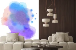 Naklejka: Ilustracja kobiety salon kosmetyczny plus streszczenie akwarela.