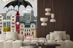 Naklejka: Ilustracja londynu w deszczu