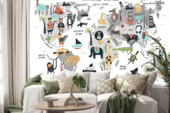 Naklejka: Ilustracja mapa ze zwierzętami