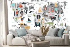 Naklejka: Ilustracja mapa ze zwierzętami