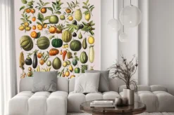 Naklejka: Ilustracja owoców i warzyw w stylu vintage