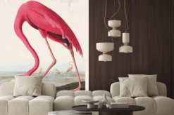 Naklejka: Ilustracja retro z flamingiem