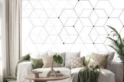 Naklejka: Ilustracja, sześciokątne tło. cyfrowa abstrakcja geometryczna