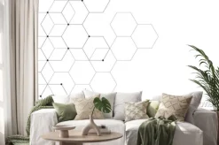 Naklejka: Ilustracja, sześciokątne tło. cyfrowa abstrakcja geometryczna