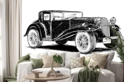 Naklejka: Ilustracja vintage retro klasyczny stary samochód wektor