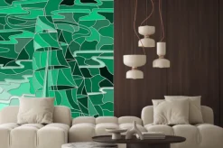 Naklejka: Ilustracja w stylu szkła barwionego z żaglowe przeciwko nieba,