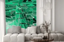 Naklejka: Ilustracja w stylu szkła barwionego z żaglowe przeciwko nieba,