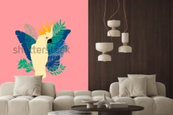 Naklejka: Ilustracja wektorowa - papuga kakadu, egzotyczne ptaki, tropikalne