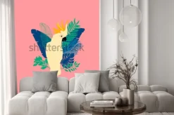 Naklejka: Ilustracja wektorowa - papuga kakadu, egzotyczne ptaki, tropikalne