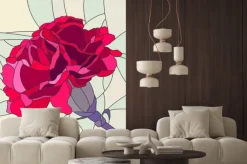 Naklejka: Ilustracja wektora czerwony kwiat goździka.