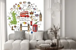 Naklejka: Ilustracja z brytyjskimi motywami