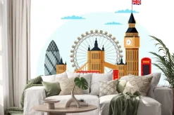 Naklejka: Ilustracja z londyńskimi symbolami