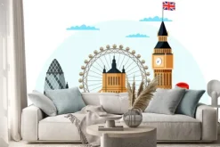 Naklejka: Ilustracja z londyńskimi symbolami