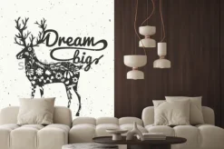 Naklejka: Ilustracja z modną ręką w stylu czarny jelenia z kwiatowym wzorem