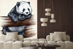 Naklejka: Ilustracja z pandą na drzewie