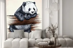 Naklejka: Ilustracja z pandą na drzewie