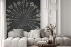 Naklejka: Ilustracje kredą strzałki etniczne okrągłe ramki.