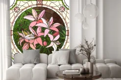 Naklejka: Ilustracji wektorowych z różowy kwiat lilii.