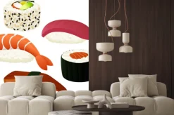 Naklejka: Ilustracji wektorowych z różnych sushi.