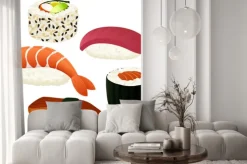 Naklejka: Ilustracji wektorowych z różnych sushi.