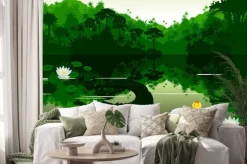 Naklejka: Ilustracji wektorowych tropikalna rzeka z krokodyla