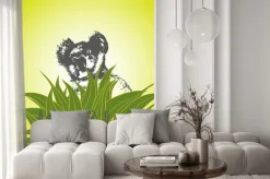 Naklejka: Ilustracji wektorowych misia koala w liściach eukaliptusa. koala.